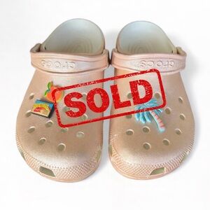 Crocs Classic Shimmer Pink Rose Clogs Pale Blush Size M7 W9 Unisex Shoes